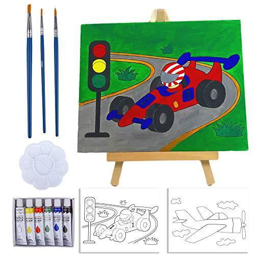 Educational Preschool Art Crafts Toy with a Full Set of Acrylic Paint Brushs and Palette Fun Creative Painting Kits for Kids Teens to Color-in and Play with 2 Pack Coloring Kids Puzzle Set
